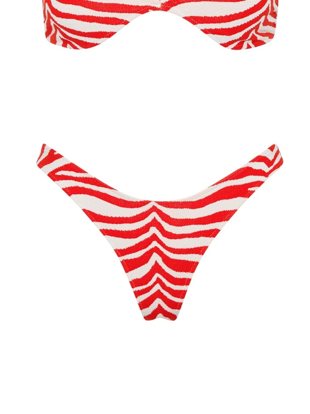ESTE - CHERRY ZEBRA SPLASH SCOOP CROP BIKINI BOTTOMS
